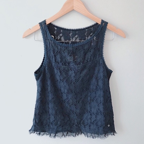 Abercrombie & Fitch Tops - Abercrombie and Fitch Navy Blue Lace Top Size XS
